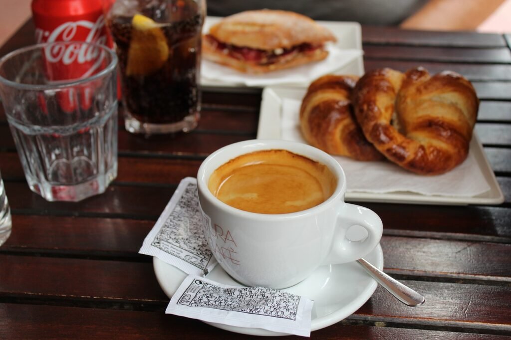 How much Caffeine is in Coke Zero or Pepsi Max? in a cafe table