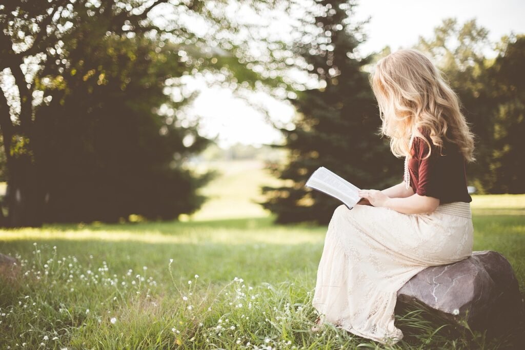 A girl is reading book