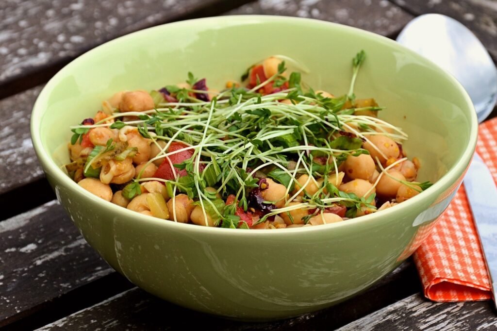 Chickpeas salad is another alternative for the best vegan protein sources